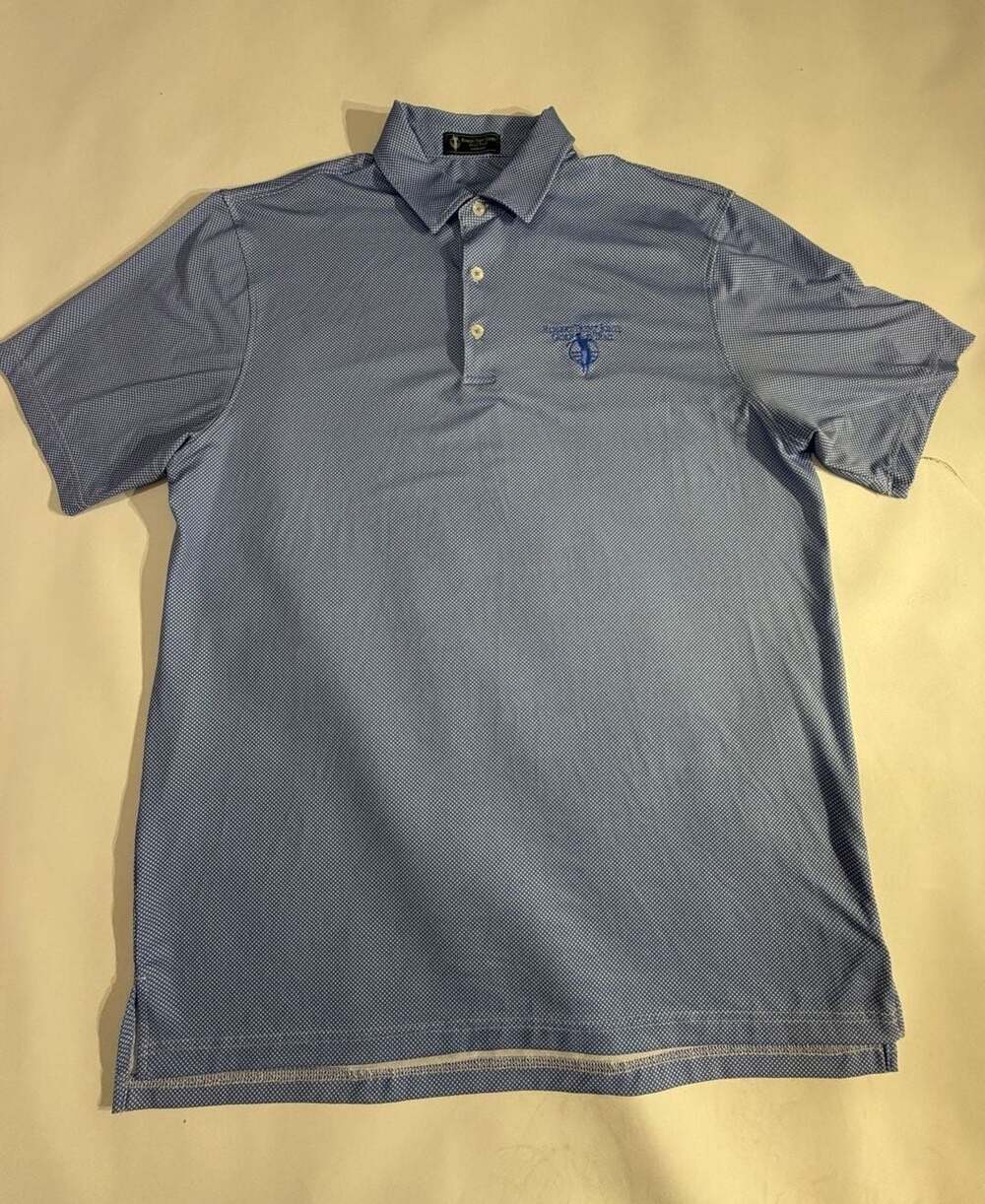 Robert Trent Jones Golf Trail Polo Shirt Blue Check Mens M Golf Logo